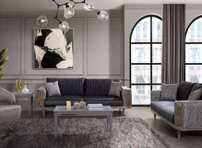 Gray Living room Suite Designer Sofas Luxury Coffee table Side table