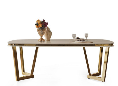 Dining table Dining room Wood dining tables style modern beige design stainless steel