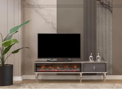 TV sideboard fireplace metal wood MDF chipboard luxury furniture new white TV cabinet