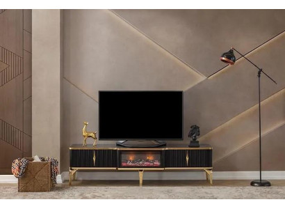 Black TV lowboard new luxurious furniture MDF metal for living room