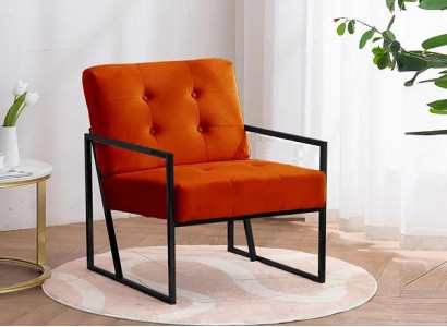 Orange Armchair Living room Luxury furniture High quality metal legs Textile new