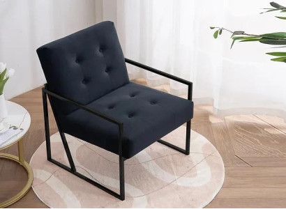Cozy Black Armchair New Textile Metal High-quality materials