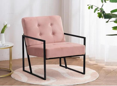 Comfortable Armchair 1-Seater Living room Pink textile upholstery metal legs
