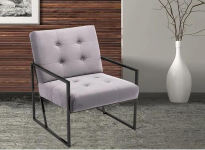 Living room Armchair Lila Color Metal Legs Textile 1-Seater Chesterfield