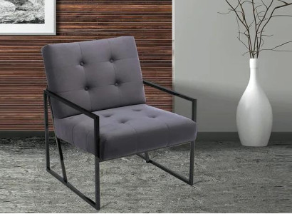 Gray Chesterfield Armchair Wooden Frame Luxury Living room Furniture 1-Seats