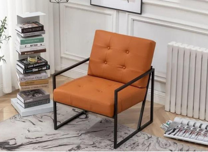 Living room Armchair Orange New luxurious metal legs textile upholstery