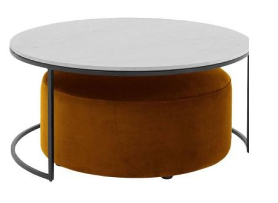 White MDF Coffee table + orange Stool new metal legs luxury