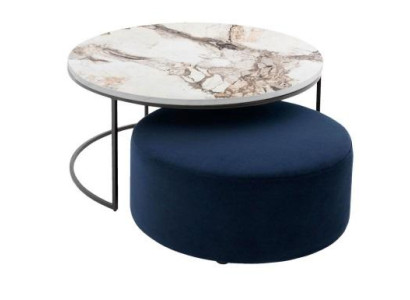 Coffee table + stool practical living room set 2-piece round table