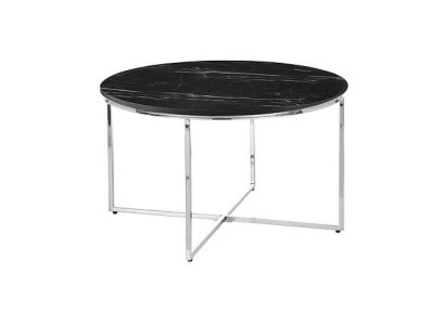 Round Coffee table Living room Black MDF + Metal X-legs new luxury