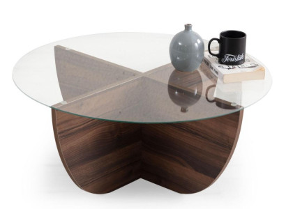 Minimalist coffee table from Glass Wood X-legs modern style new