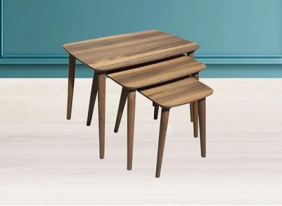 Rectangular Coffee tables Set 3x Tables Living room Dining room Brown Wood