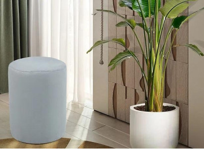 Luxurious stool with white textile cover and MDF frame new