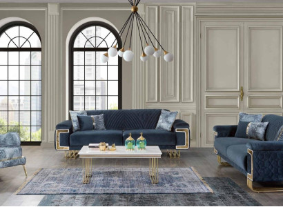 Modern stainless steel Sofa set Coffee table Armchair Upholstery Furniture 4-piece set