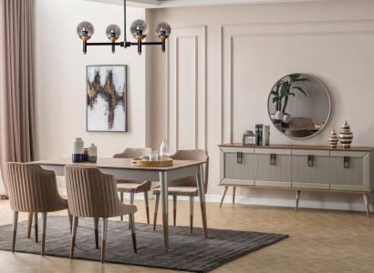 Bright Dining room Suite Robust Dining table Luxurious Sideboard 9 pieces