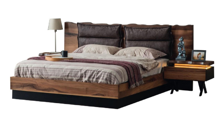 Modern Wood Bedroom Suite Designer Double bed night console 5 pieces