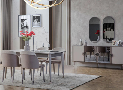 Gray Dining room set Dining room Chairs Extendable Table Sideboard
