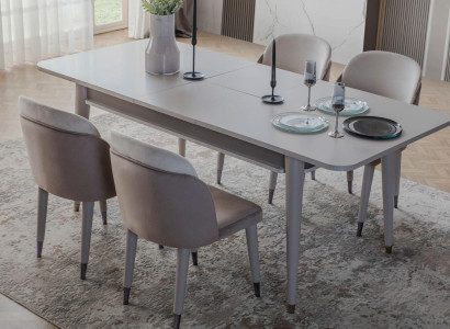 Luxurious Extendable Table Designer Modern Dining room Textile Chairs