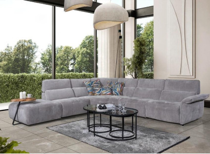 Stylish Gray Corner sofa L-shape Living room Designer Couch Luxury Sofas