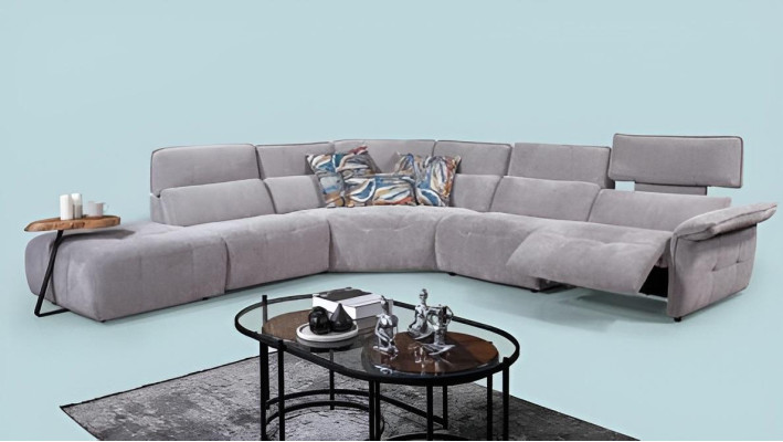 Stylish Gray Corner sofa L-shape Living room Designer Couch Luxury Sofas