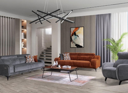 Gray-Orange Living room Seat Furniture exclusive r 3-Seater luxury single-seater