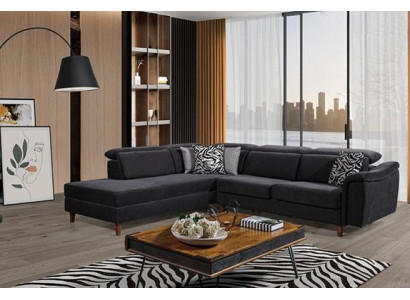 Black Upholstery Corner sofa L-shape Couch Living room Living landscape new