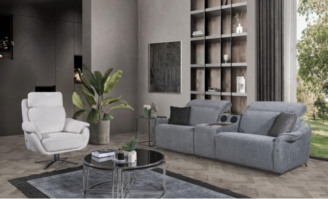 Modern sofa set living room 3-seater upholstered couches single seater