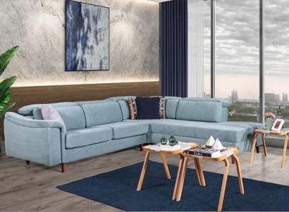 Blue's Corner sofa L-shape Living room Upholstery Couches Designer wooden frame