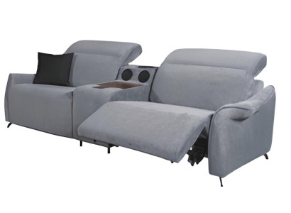 Gray Upholstery Sofa Designer 3-Seater with Music System Modern