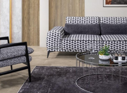 Gray living room textile sofa 3-seater couches luxury lounge armchair 2-piece