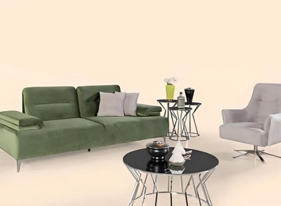 Green and White Living room Upholstery Suite 3-Seater Couch Armchair Luxury Couch
