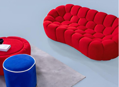 Modern Upholstery Suite exclusive r 3-Seater Sofa Luxurious 2x Stool