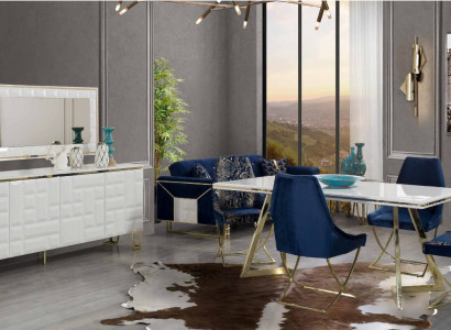 exclusive White Dining room Suite Luxurious Dining table x4 Chairs 7pcs