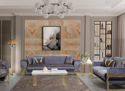 HellBlue's Living room Set Designer 3-Seater Luxurious Armchair Coffee table