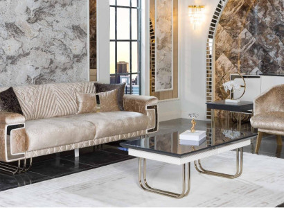 Living room Modern Sofa Set Three Seater Upholstery Armchair Coffee table