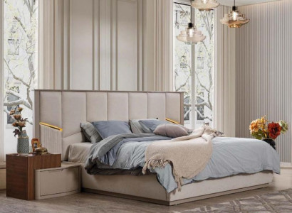Modern Beige Bedroom Suite Luxurious Double bed + Bedside tables