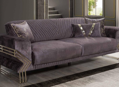 Modern Purple Three Seater Designer Couch Upholstery Sofa Living room 3-Seater