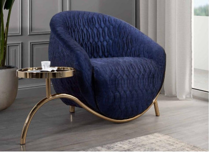 Blue he Relax Armchair Designer Single Seater Side table Luxurious Design