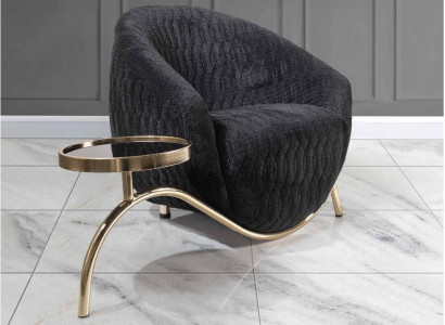 Black club chair, designer cocktail chair, modern single-seater armchair