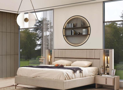Luxurious Bedroom Beiges Double bed 2x Bedside tables Modern Furniture