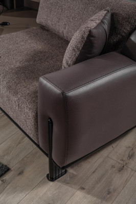 Brown Living room Leather Suite 3-Seater Sofa Armchair Coffee table 4-piece