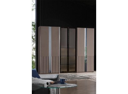 Beige Wardrobe Modern Bedroom Cabinets Stylish Wood Furniture