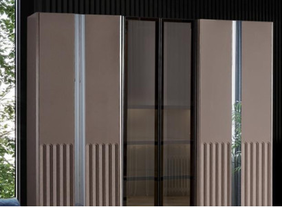 Beige Wardrobe Modern Bedroom Cabinets Stylish Wood Furniture