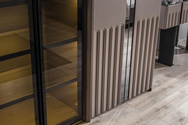 Beige Wardrobe Modern Bedroom Cabinets Stylish Wood Furniture