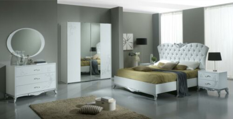 Bedroom Italian Furniture Set Luxury Modern Style 6-Piece Beds Wardrobe Baroque