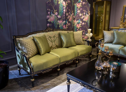 Luxury Three Seater Modern Couch Upholstery Furniture Sofas Fabric Textile Green
