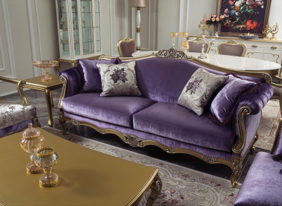 Three-seater sofa 3 seater couches luxury couch velvet baroque rococo purple