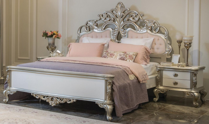 Bed Furniture Silver Pink Bedroom Furniture Design Beds Luxury Baroque Wood