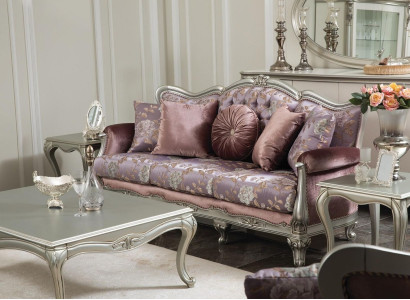 Sofa 3 Seater Purple Living room Classic Design Furniture Sofas Luxury new