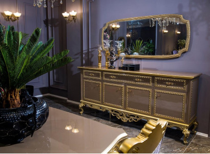 Sideboard with Mirror Sideboard Baroque Rococo Wardrobe Furniture Chests of drawers Luxury