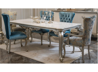 Complete Set Dining table 6 Chairs Dining room Ess Group Wood Set 7pcs. Baroque